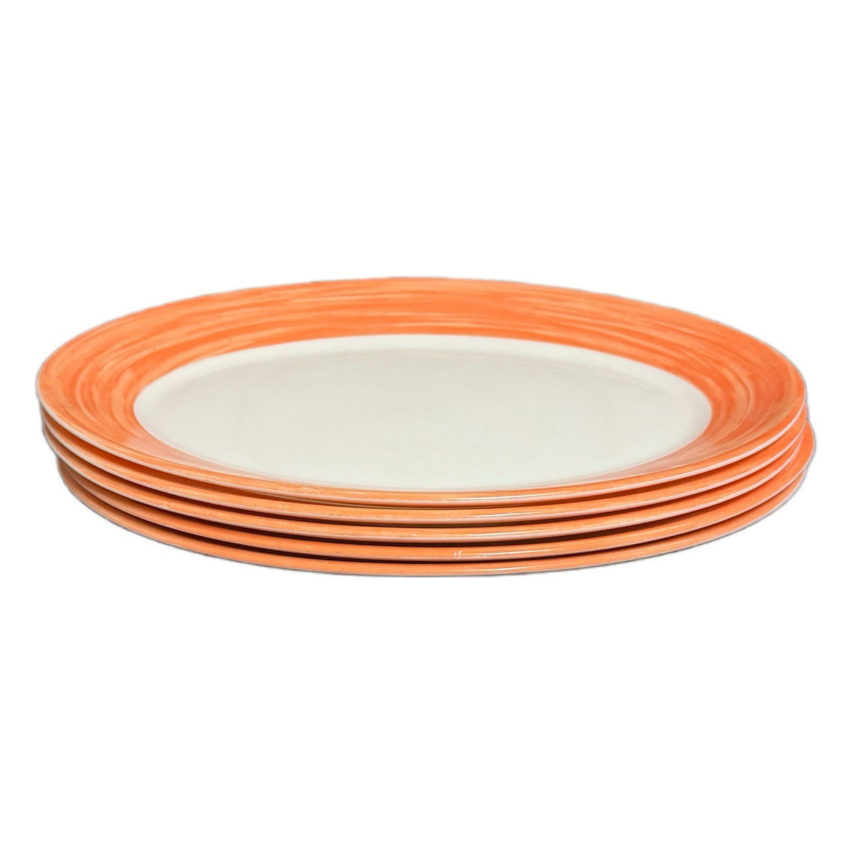 Arcoroc Brush Orange Oval Platters 11.75” D White-Orange Dinnerware Set of 5