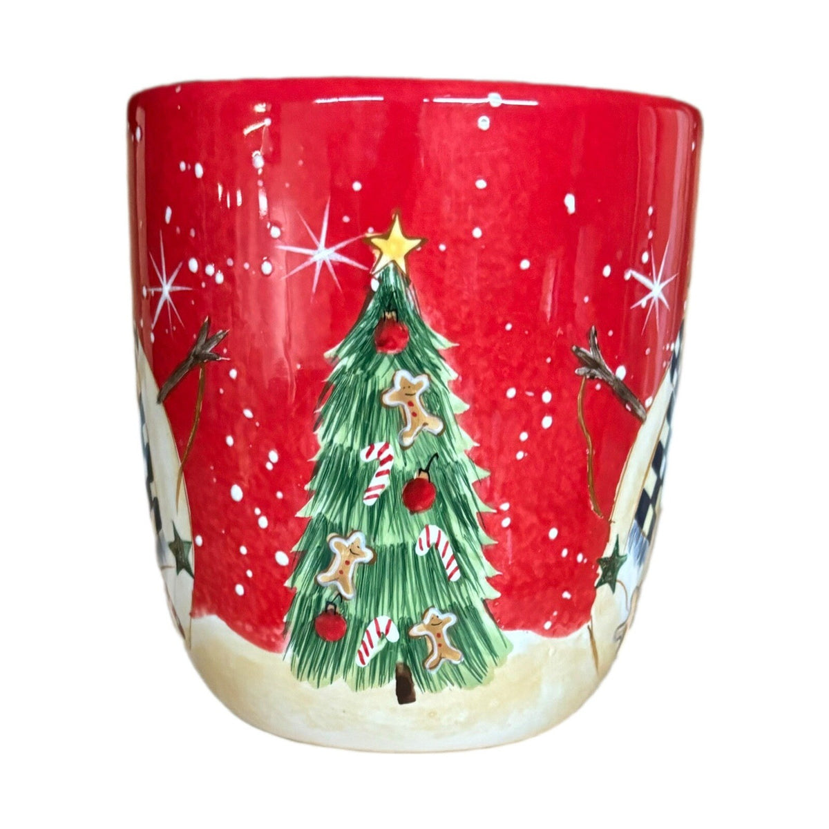 Becca Barton Mug Snowman Certified International Coffee Tea Red Ceramic Cup