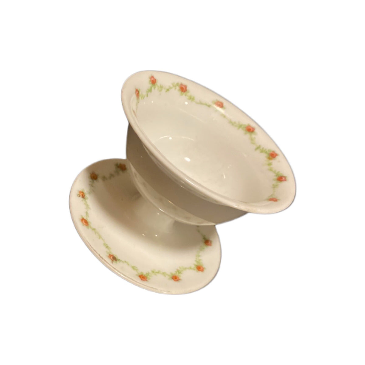 Vintage Victoria Austria 4-Pedestal Cups Dessert Berries Porcelain Rosebuds