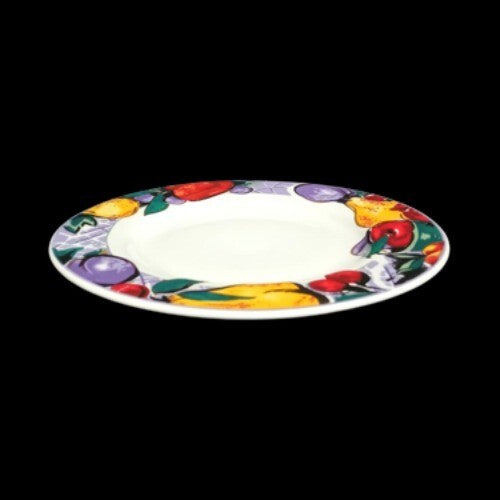 Gibson Designs CORNUCOPIA FRUIT 4-Bread & Butter Plates 6 3/8” D Fruit Border