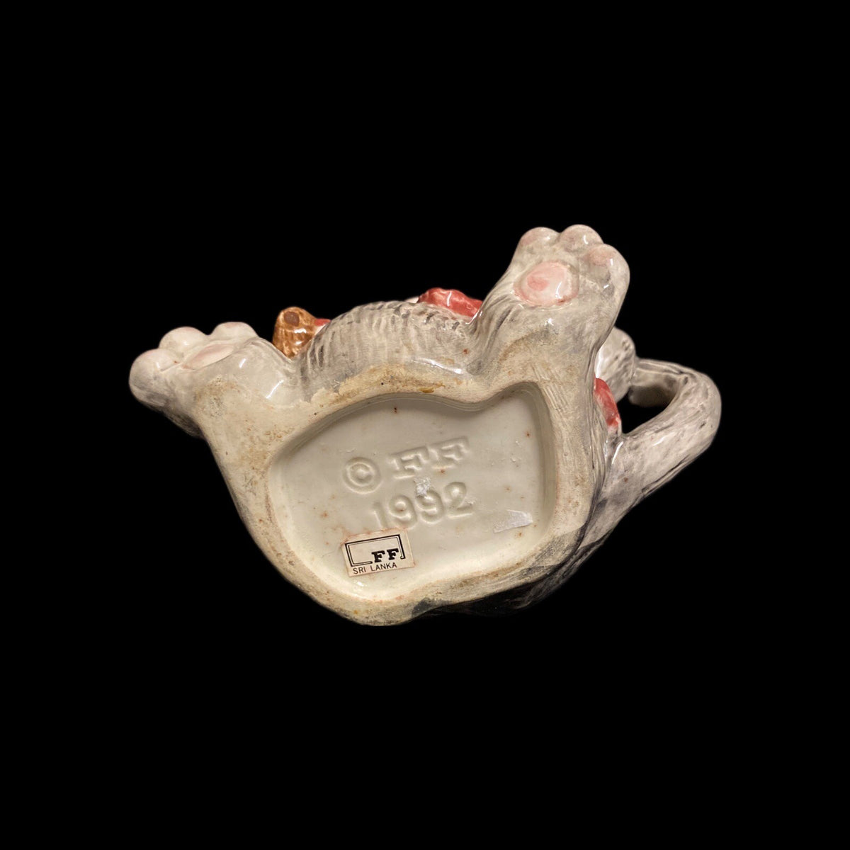 Vintage Fitz & Floyd Witch Cat Creamer & Spoon Halloween 1992 Ceramic Milk Dish