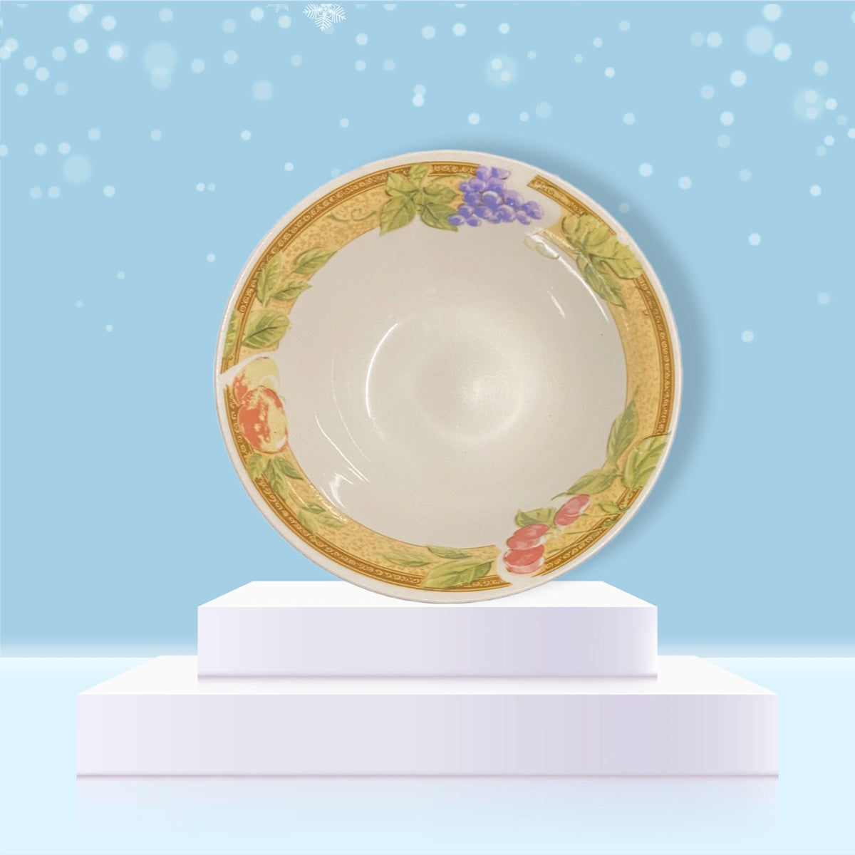 Gibson Designs FRUIT GROVE Coupe Soup Cereal Bowl Cherries Grapes 7 1/8” D White