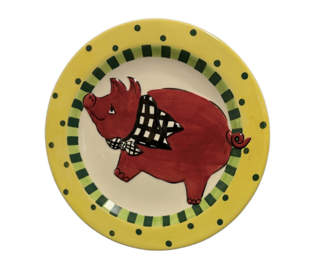 BECCA 3-Dinner Plates Pig BBQ Country Farm Signature Collection Home ETC Ceramic