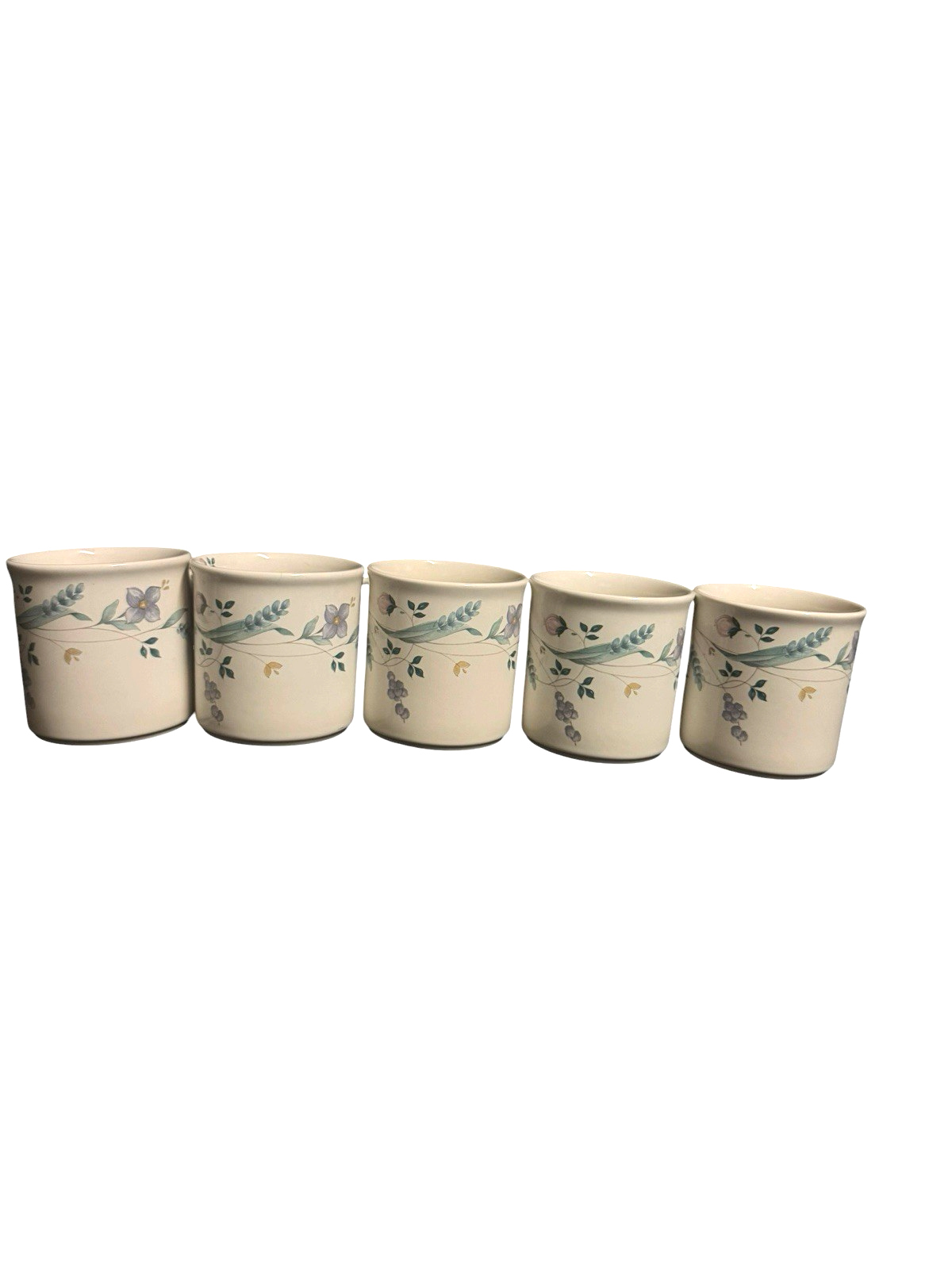 Pfaltzgraff April Coffee Mugs Cups Set of 5 Stoneware Floral Vintage USA