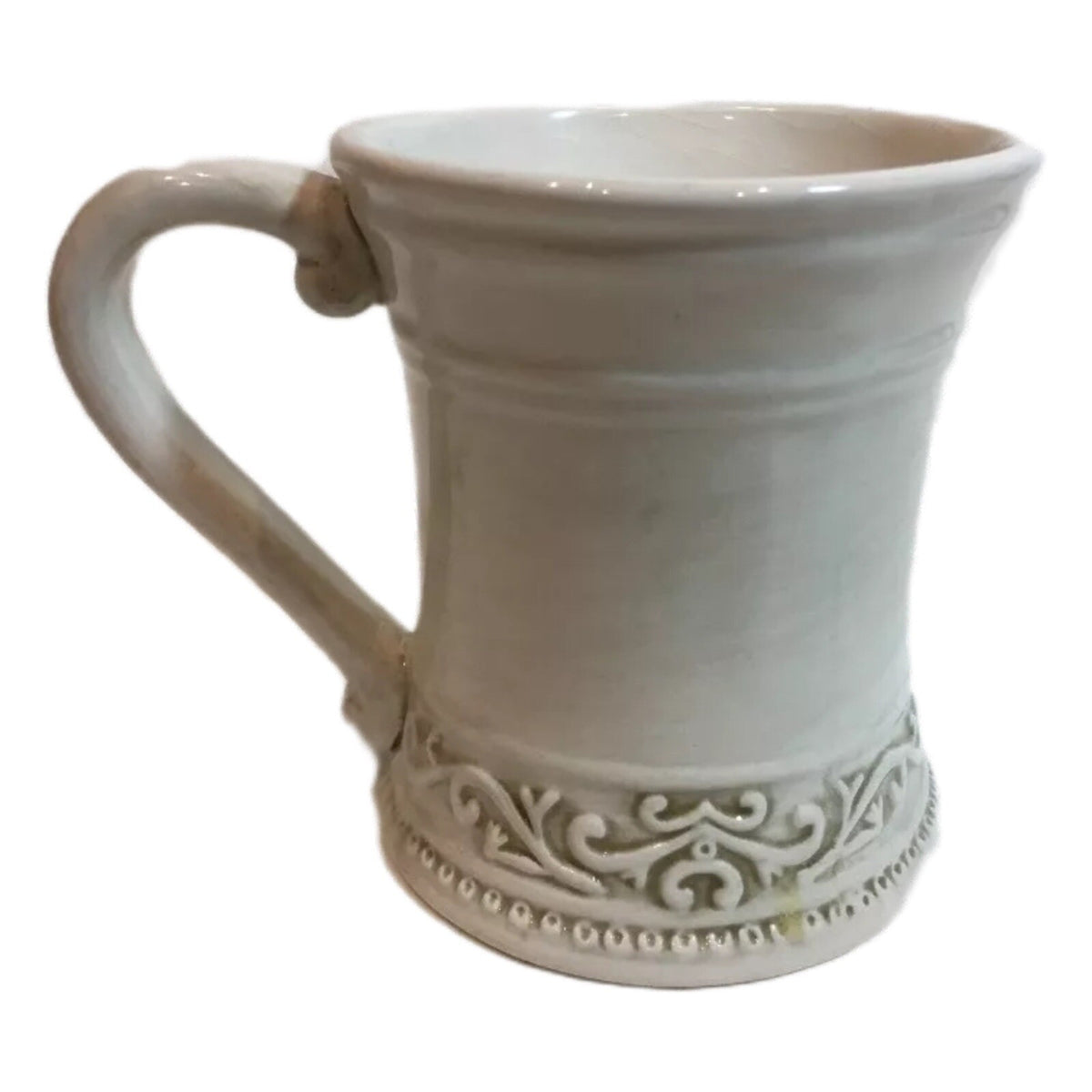 Home Essentials Valencia Coffee Mugs Set of 2 Embossed Rustic Scroll Cream