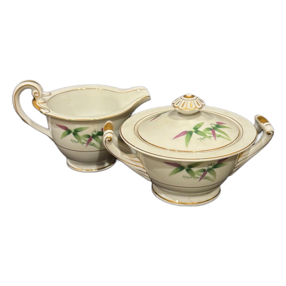 Vintage Harmony House Mandarin Sugar Bowl w/ Lid & Creamer Set Japan