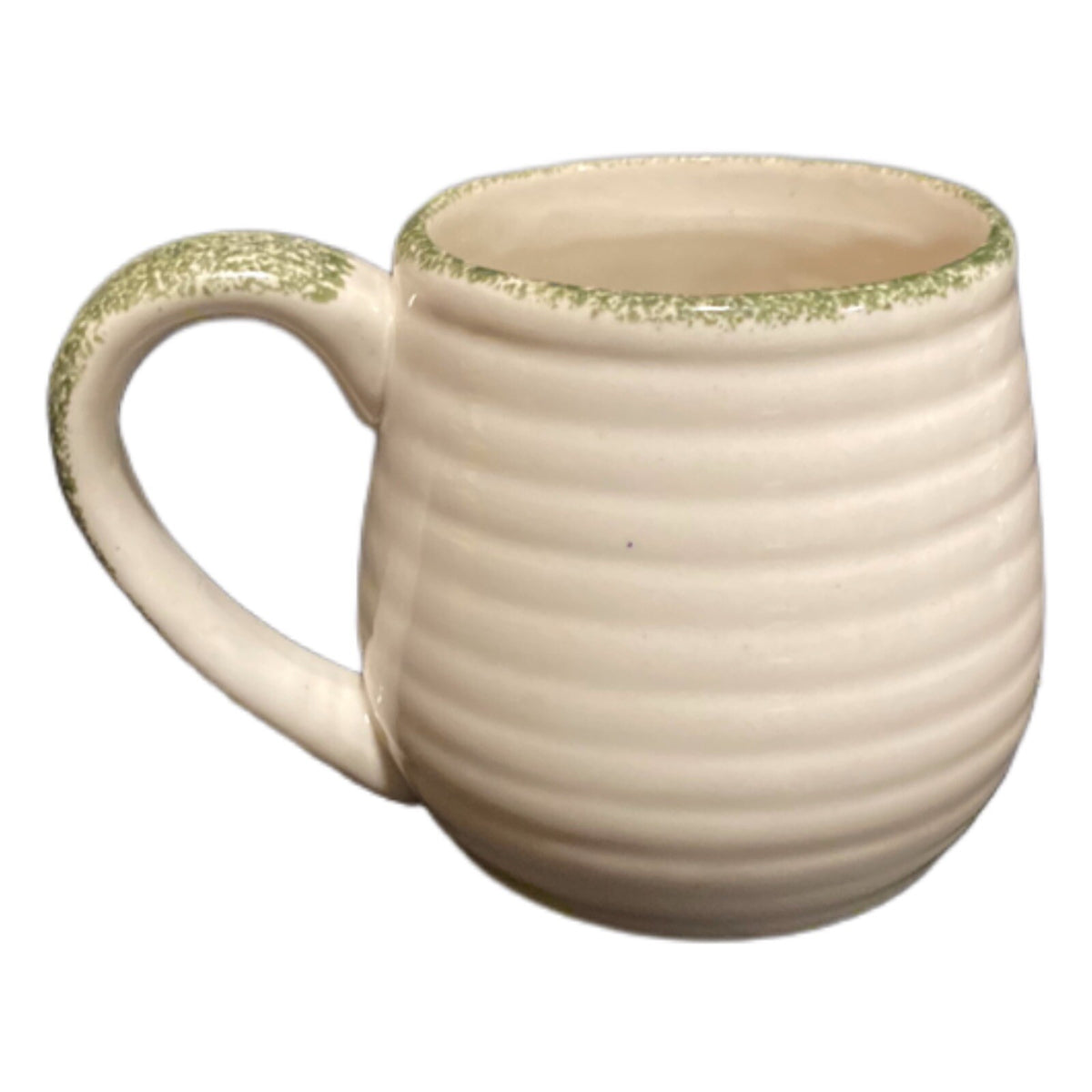 Chicken Rooster Mug ALCO Industries Ribbed 3D Cup Farmhouse Green Spongeware