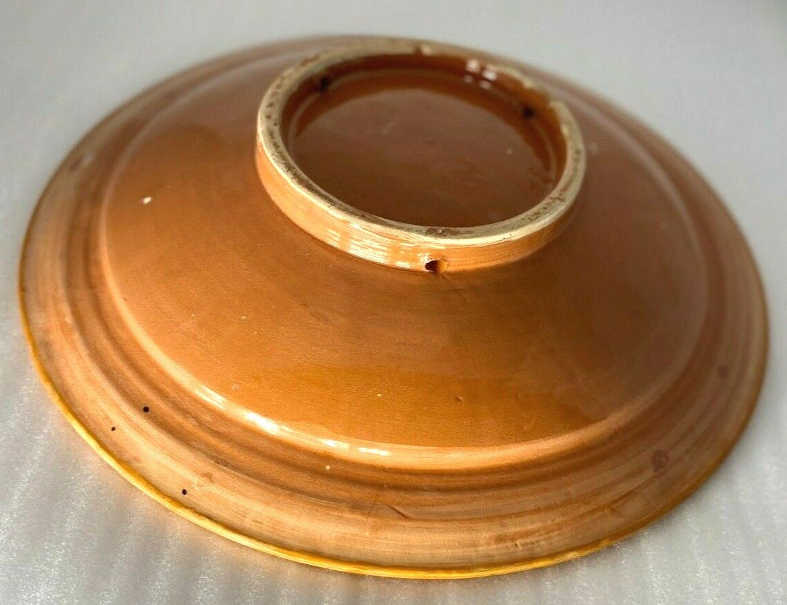 Orange Moroccan Hand Painted Geometric Floral Terracotta Serving Platter 13 5/8”