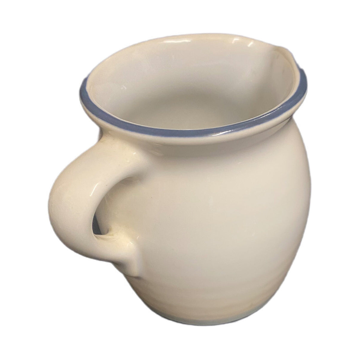 Pfaltzgraff Stoneware SKY Creamer Pitcher 14 oz Dark & Light Blue Band Milk Dish