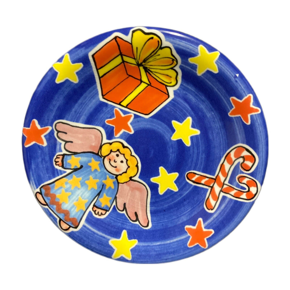 LA GIOCONDA 3-Salad  Plates Christmas Gift Candy Cane Angel Stars Dessert Dish