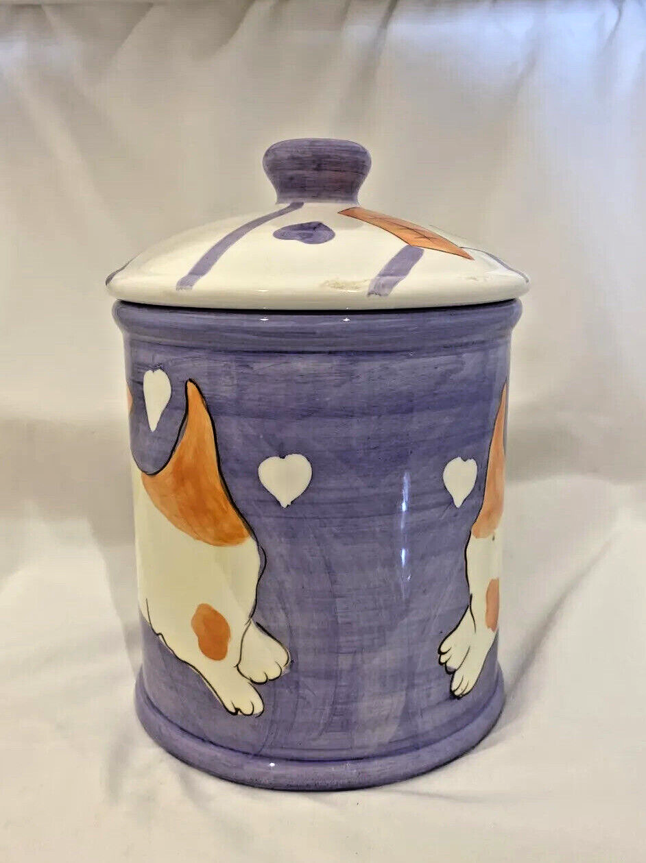 Rare HausenWare Dog Treats Cookie Jar Ceramic Puppy Biscuits Canister 9.5” H