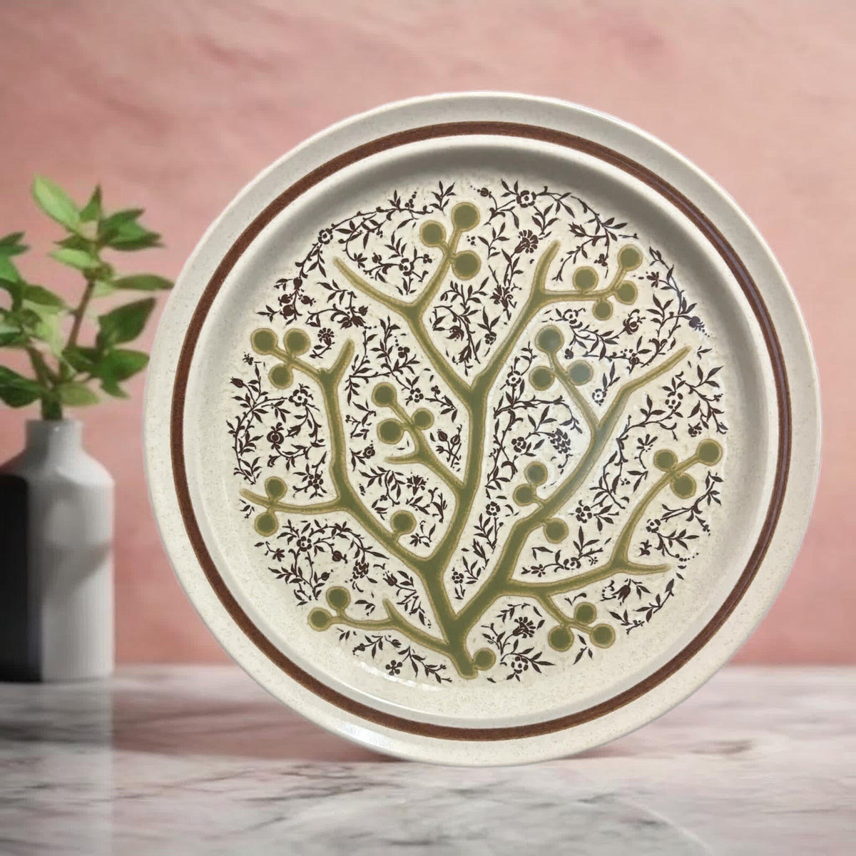 Noritake GREEN TREE 4-DINNER PLATES  Prima-Stone Japan Stoneware Dinnerware