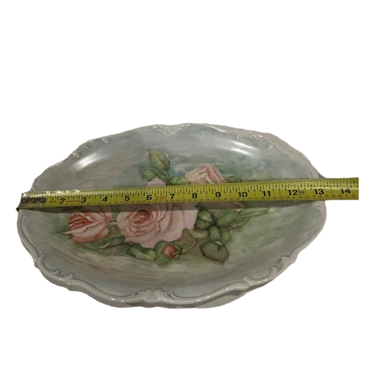 Tirschenreuth BAVARIA Oval Platter Pink Roses Scalloped Germany Serving Tray
