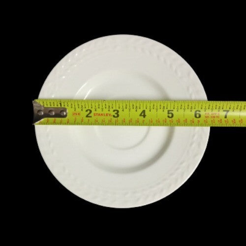 Gibson Designs Nobilis Set Of 2 Saucers White Embossed Laurel Ceramic 6 3/8”D