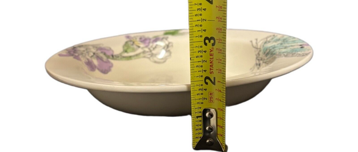 Edie Rose Home 4 Rim Soup Bowls PEACOCK COLLECTION Porcelain Pasta Dish 9 1/8"D