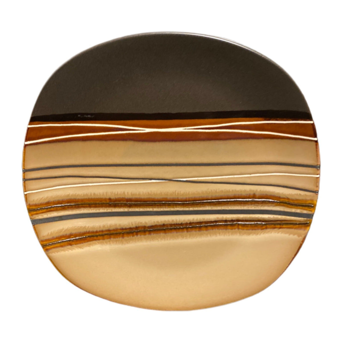 Home Trends BAZAAR BROWN 5-Dinner Plates Square 10 3/4" D Stripes Stoneware