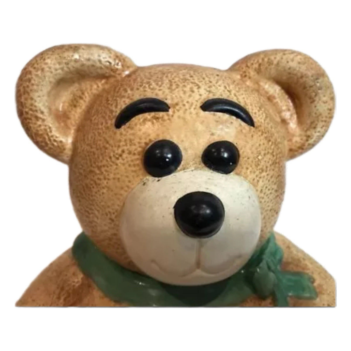 CKRO Teddy Bear Cookie Jar Holding Red Apples Green Scarf Ceramic Vintage 10” H