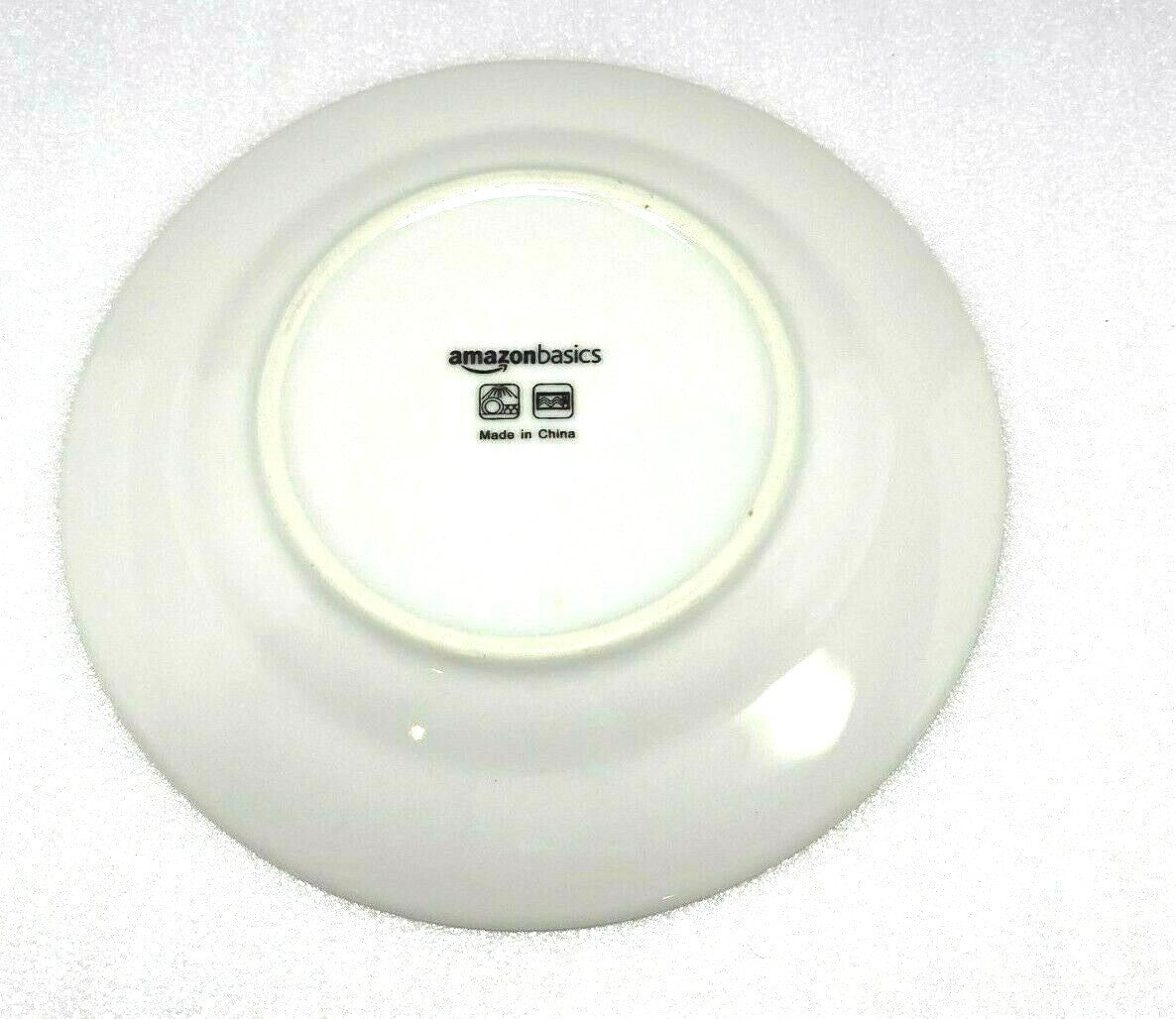 Amazon Basics White Dinnerware Collection Red Stripe Ceramic