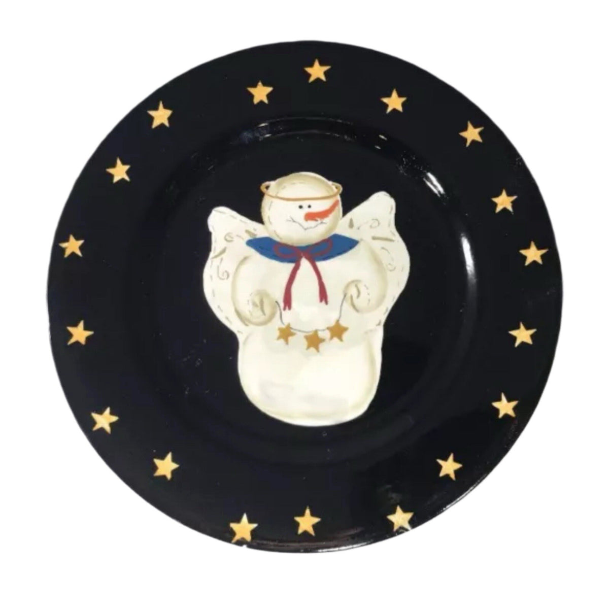 Sonoma Life Style 4-Salad Plates Angel Snowman Stars Winter Holiday Dessert Dish