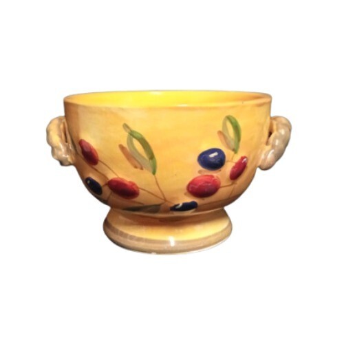 Gibson BISTRO ITALIA Cereal Bowl 5 1/8”D Yellow Soup Cup Olive Branch Rope Trim