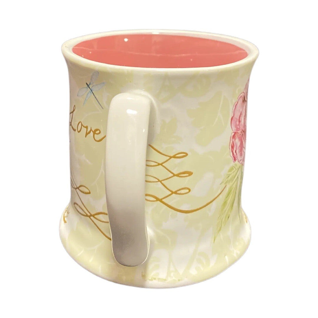 JULIA MINASIAN Coffee Mug Cup Coastline Imports LOVE Stoneware Painted FLORAL
