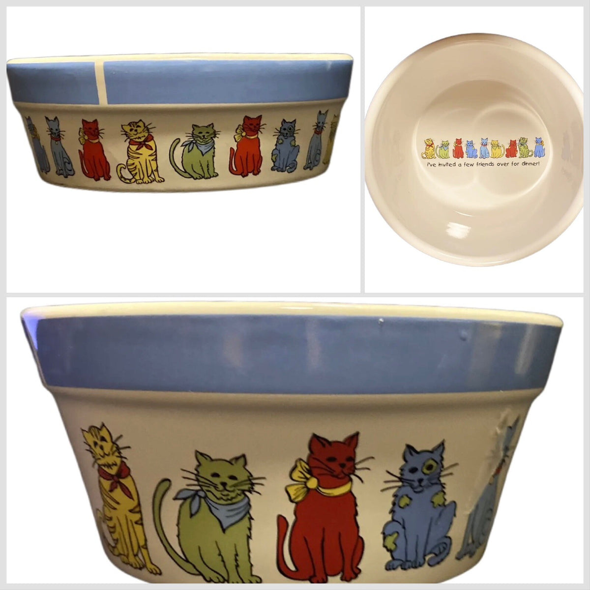 Signature Housewares My Friends Cat & Dog Food Water Bowls Set of 2 Ceramic