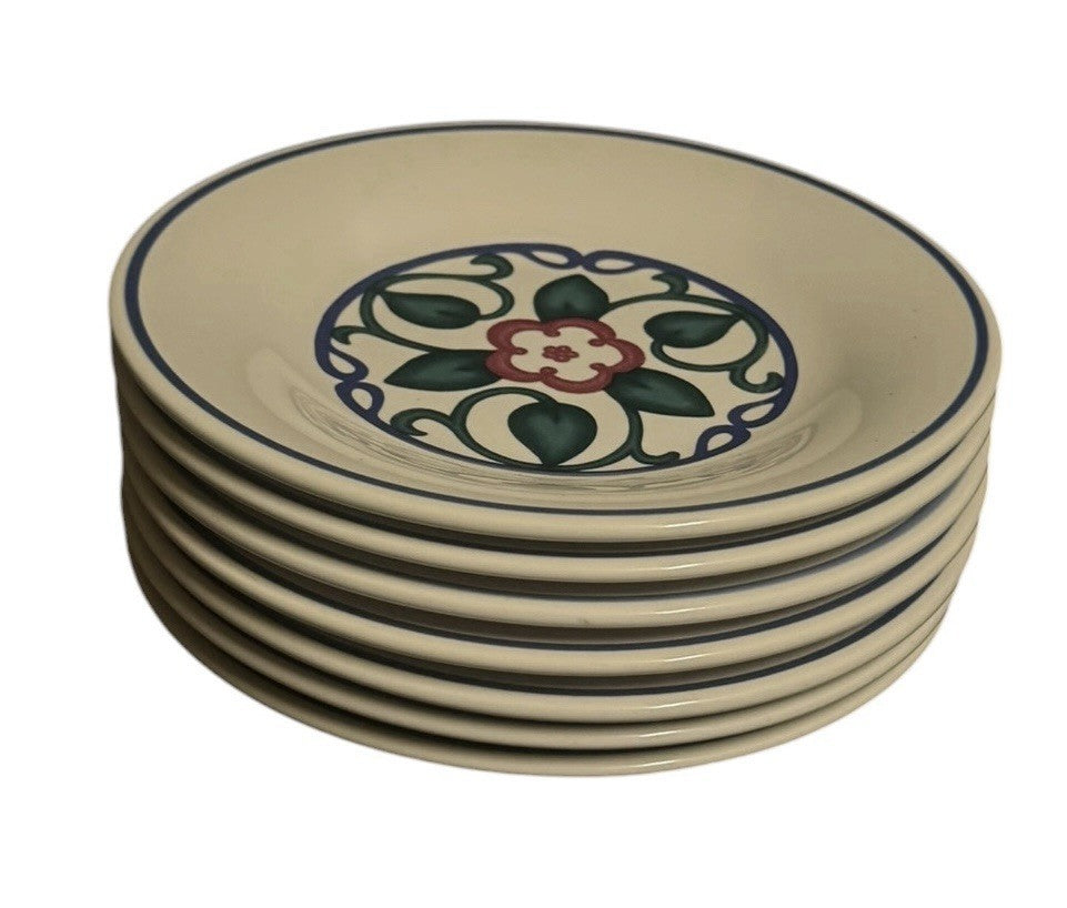 Pfaltzgraff Arbor Vine Set of 7 Salad Plates 7 1/4" Stoneware Floral USA