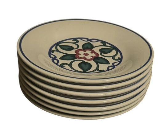 Pfaltzgraff Arbor Vine Set of 7 Salad Plates 7 1/4" Stoneware Floral USA