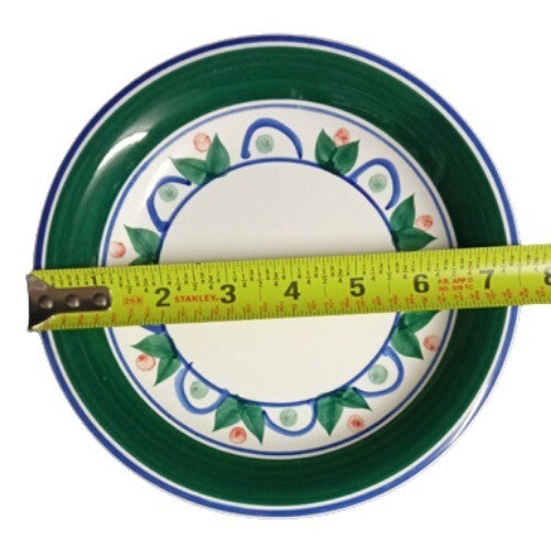 Gibson Designs PRIMROSE 4-Salad Plates 7 ½”D Ceramic Dessert Blue Green Band