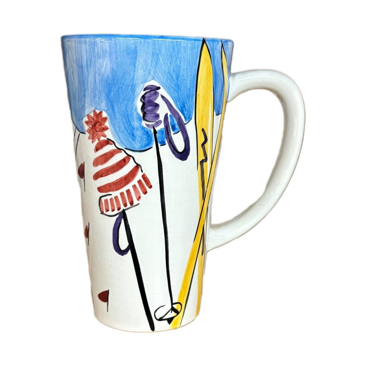 Trish Richman 2-Latte Mug At Home Winter Ceramic Coffee Tea Cup Snow Ski Hat
