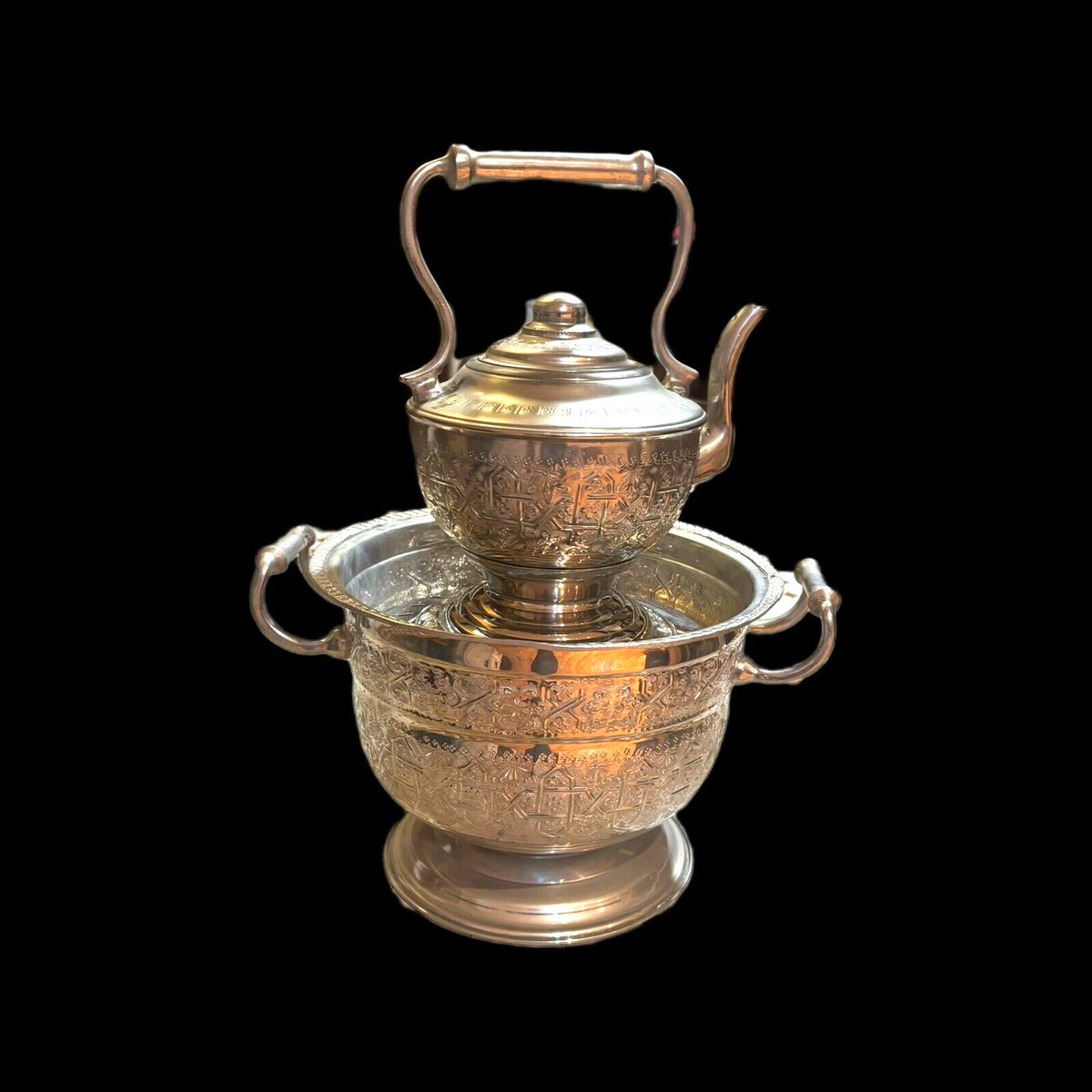 Moroccan Basin & Kettle Traditional Hand Wash Hand Hammered Brass Nickel Silver