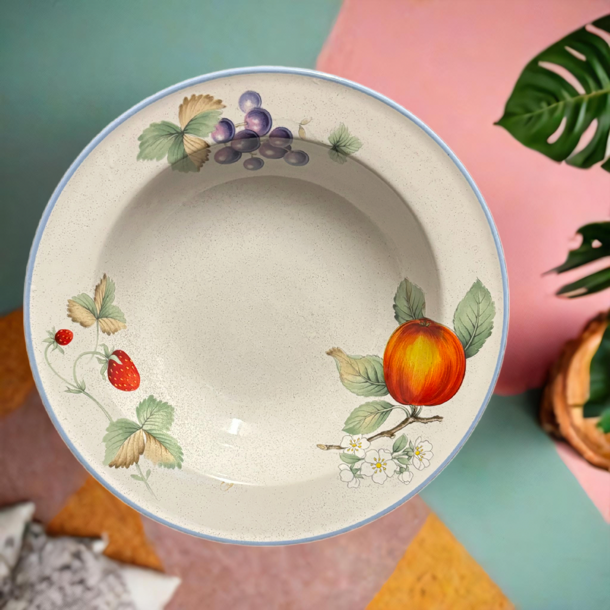 Savoir Vivre Luscious Fruit Rim Soup Bowls Set 4 Japan JJ017 8 1/8”D