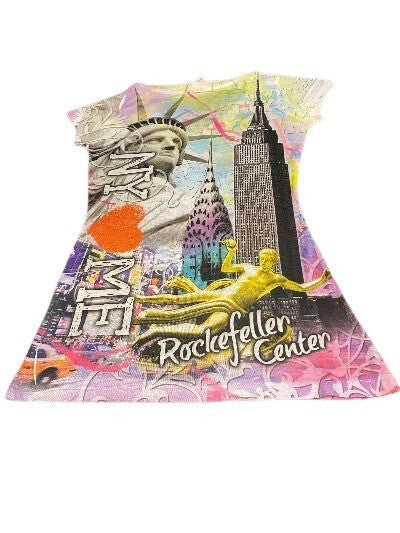 Miss Posh NY V-Neck Graphic Tee Small Statue of Liberty Empire State Top