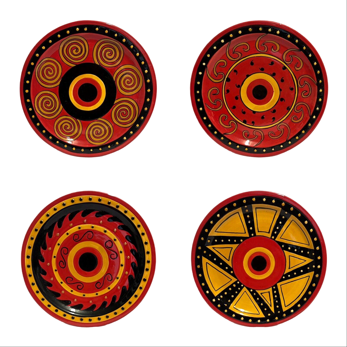 HOME ETC 4-Dessert Plates Textured Stoneware Artistry Collection 2006 Salad Dish