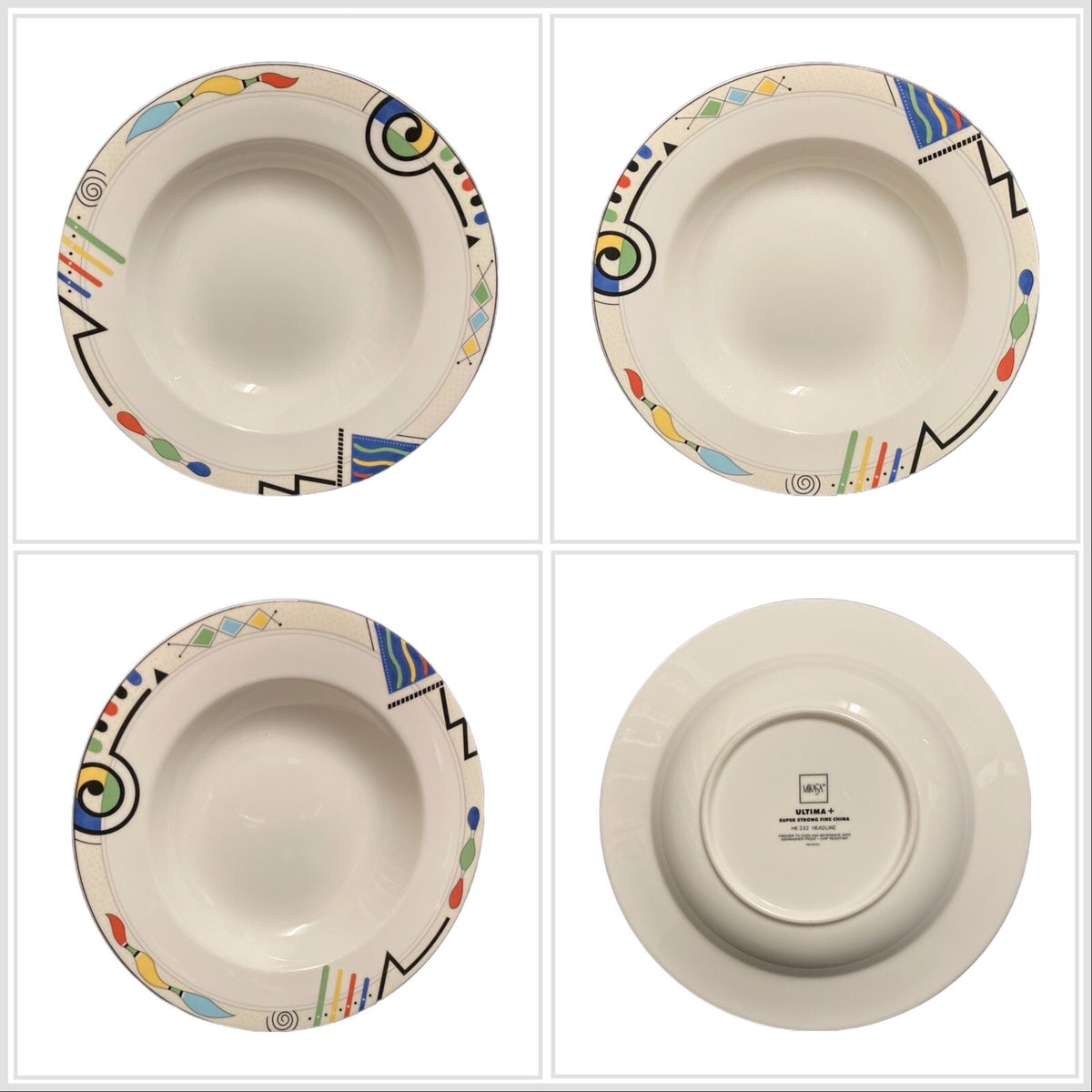 Mikasa HEADLINE 4 Rim Soup Bowls Ultimata + Super Strong Fine China HK 232