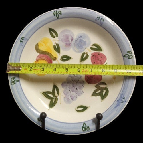 Gibson Designs FRUIT CENTER Dinner Plate 10 5/8”D Elite Blue Band Fruit Center