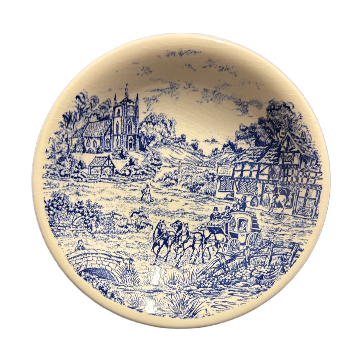 6 Andina Ecuador Blue Scenic Bowls – Country Cottage Ceramic Soup or Cereal