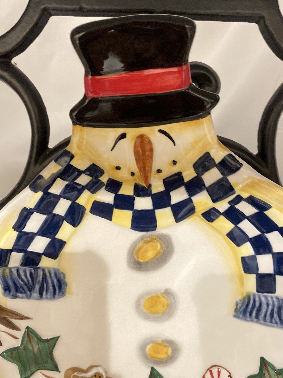 Certified International Becca Barton Holiday Snowman Plate Cookies Candy Cane