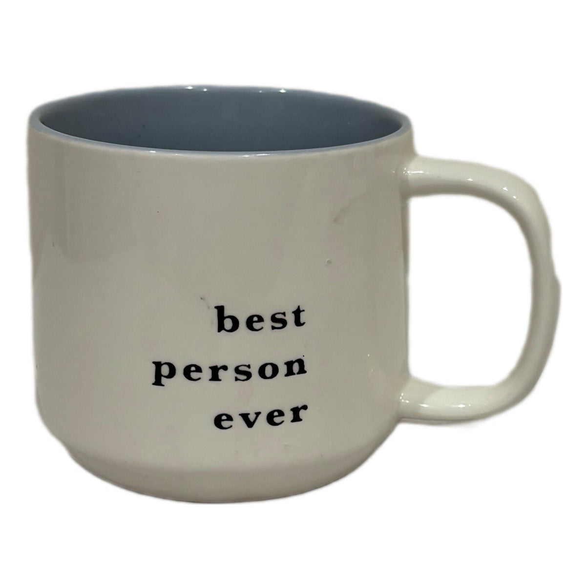 Threshold Mug BEST PERSON EVER Coffee Tea Cup Target Stoneware 16 oz White Blue