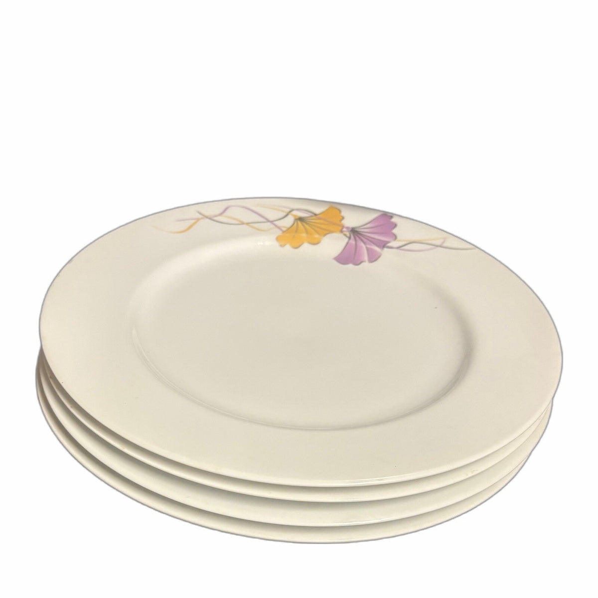 SHINEPUKUR 4- Dinner Plates Bangladesh Art Deco Fine Bone China White Dinnerware
