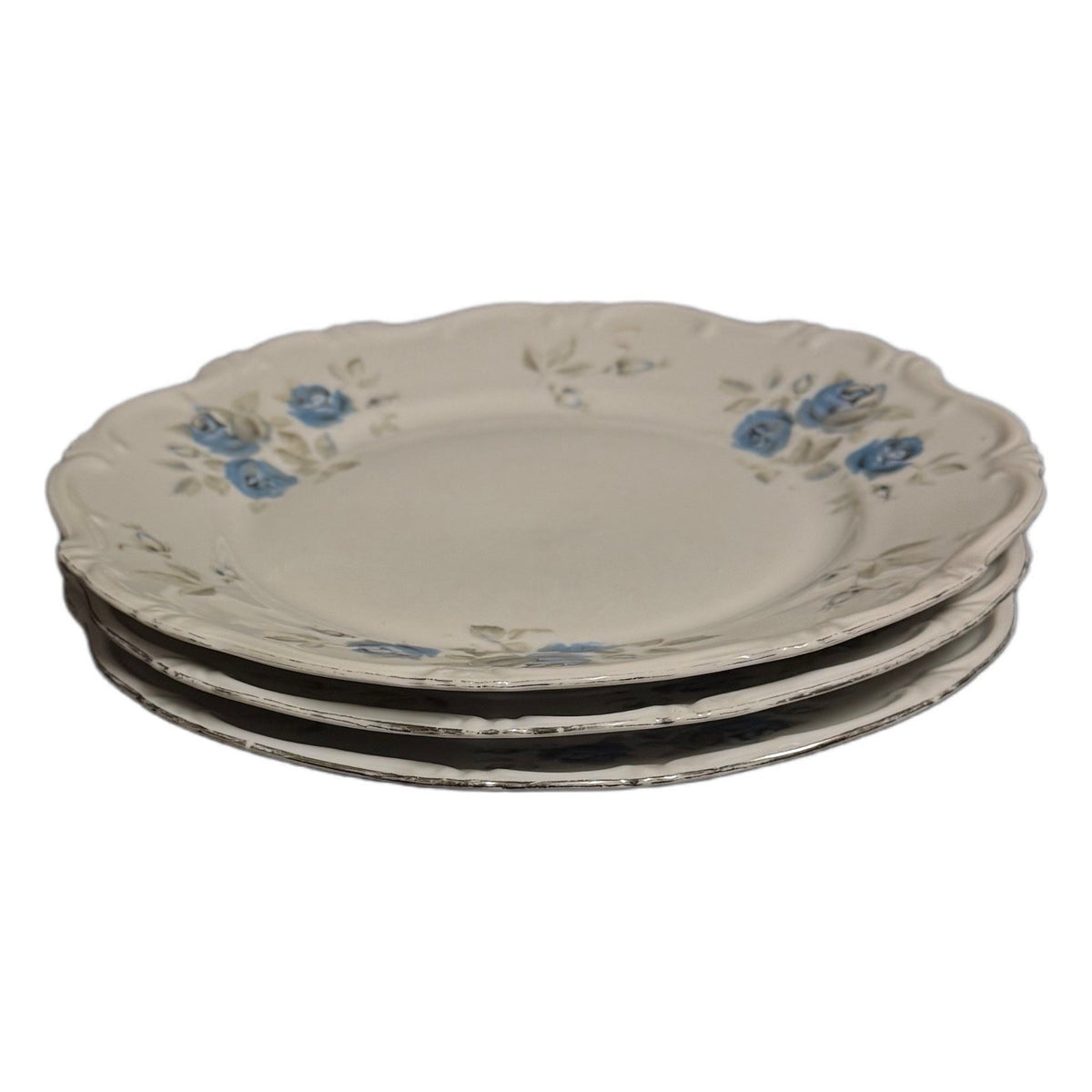 Set of 3 Hertel Jacob Bavaria Germany Louise Dinner Plates Blue Rose 10”D