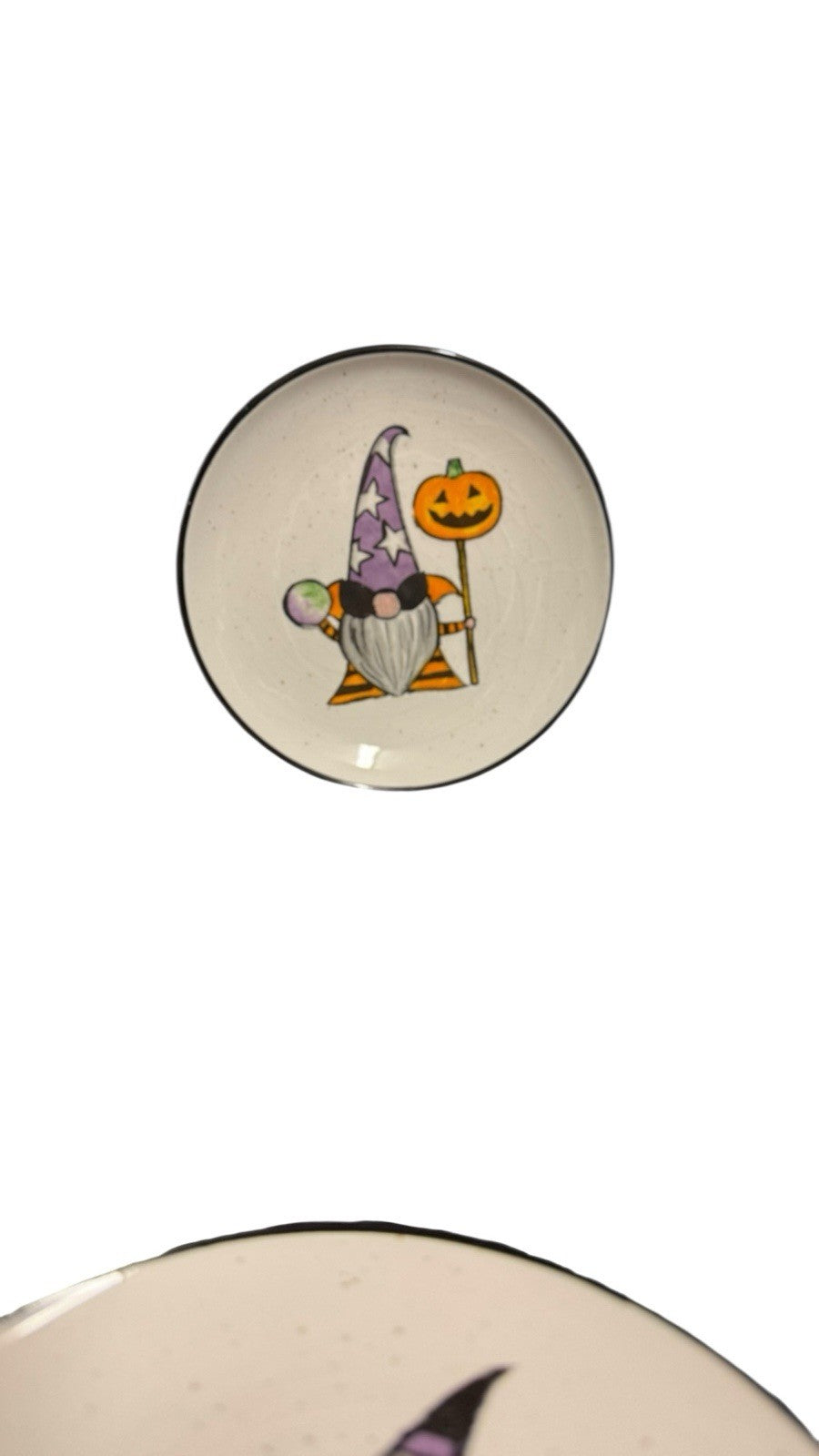 Cobwebs & Cauldrons Halloween Gnome Plates Set of 4 Appetizer Plates 5 7/8”D