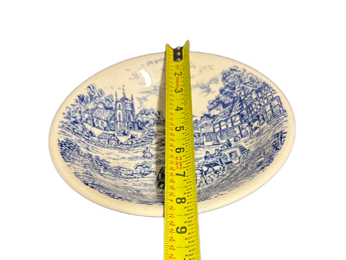 6 Andina Ecuador Blue Scenic Bowls – Country Cottage Ceramic Soup or Cereal