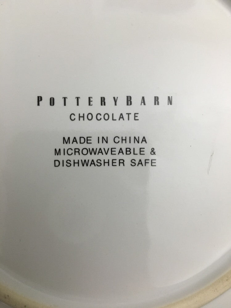 6-Pottery Barn CHOCOLATE Salad Plates Delespaul-Havez Ceramic Dessert Dish