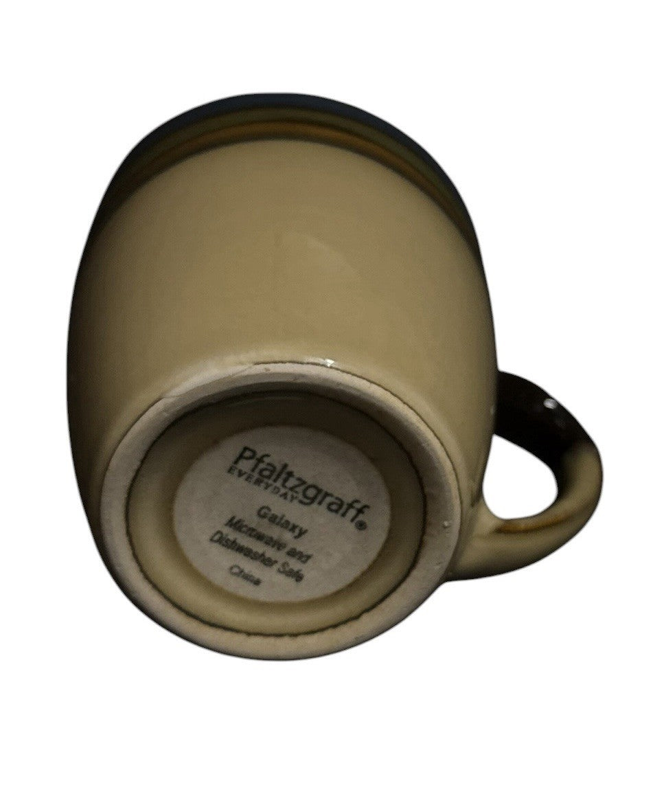 Pfaltzgraff Galaxy Stoneware Coffee Mugs Set of 3 Tan Multicolor Striped 12 Oz.