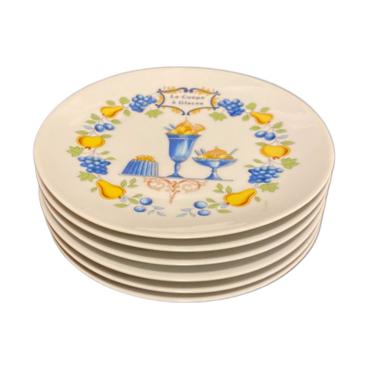 Rare FLORENCE LIMOGES France 6-Porcelaine d'Art Creations Dessert Plates