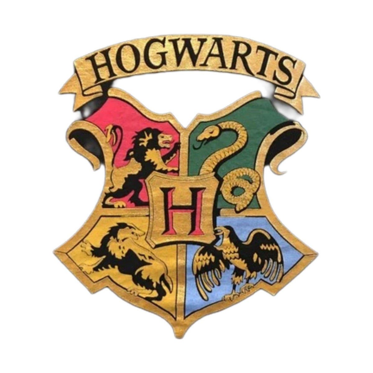 Harry Potter Hogwarts Black Tee Women’s M Warner Bros Gold Crest 100% Cotton