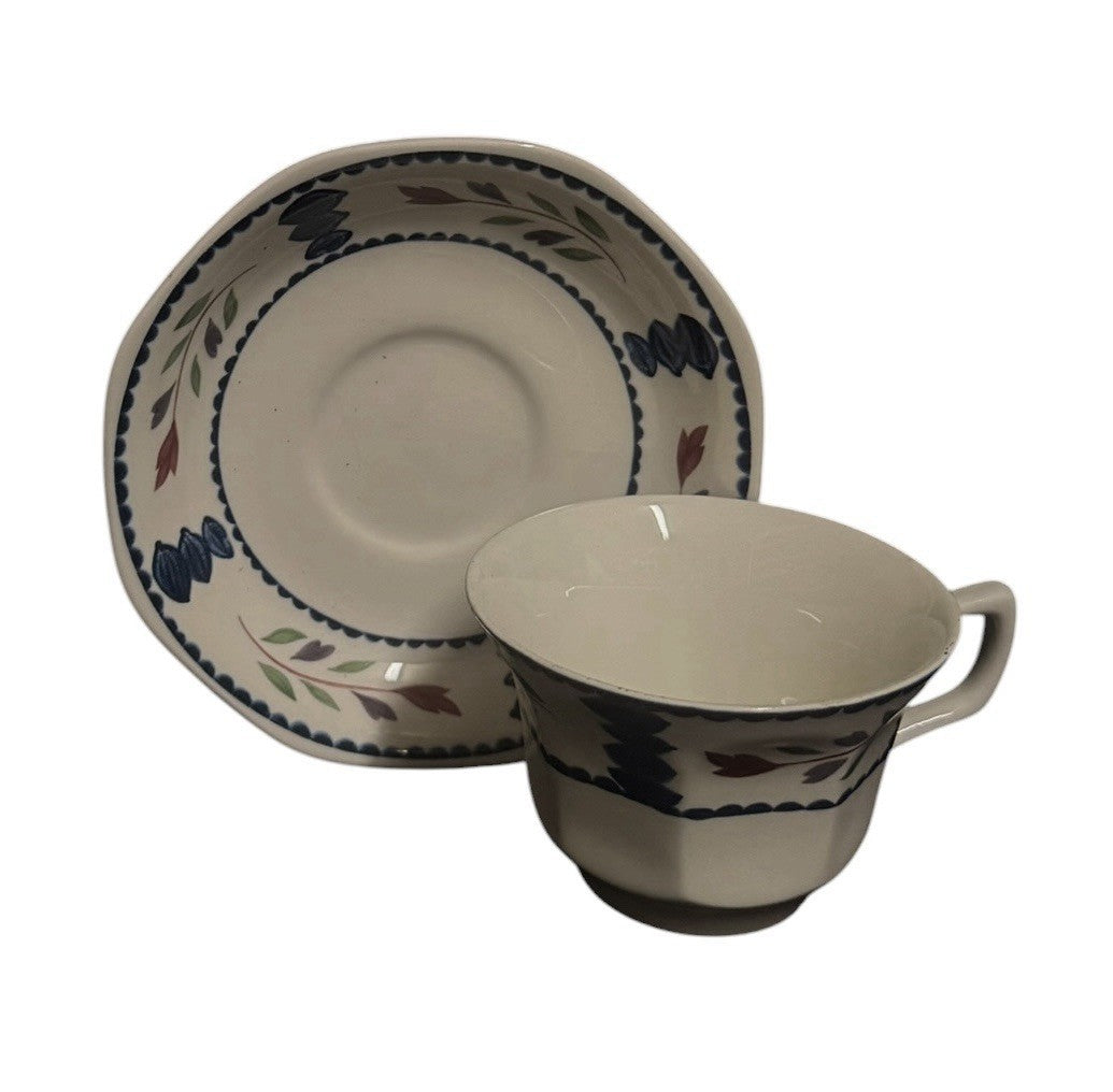 Adams Lancaster English Ironstone Set of 6 Cups & 6 Saucers England Vintage