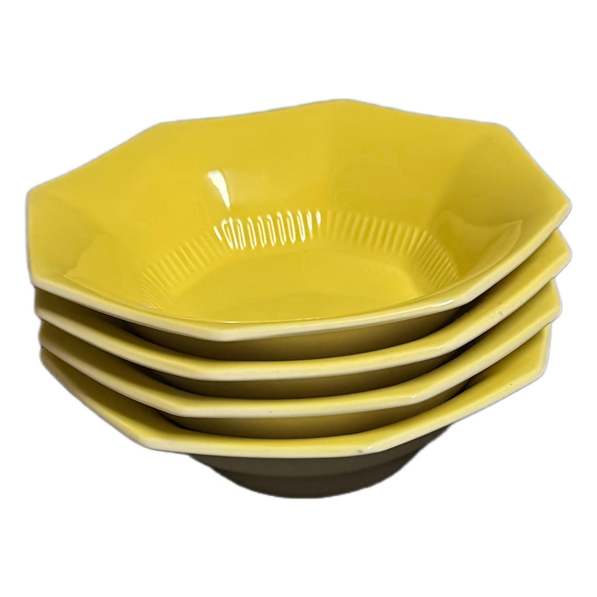 Nikko Daffodil Octagonal Soup Cereal Bowls Set of 4 6 7/8” Yellow Japan