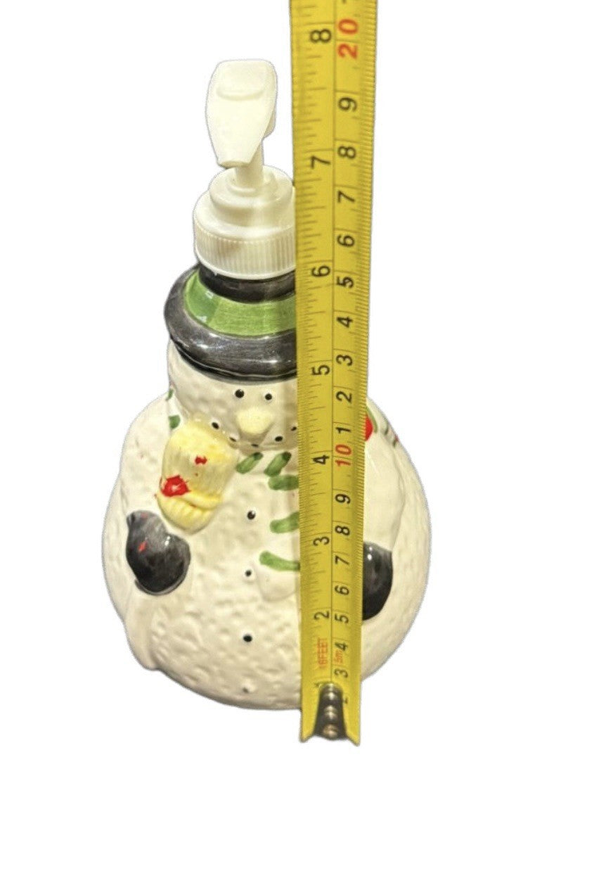 Snowman Soap or Lotion Dispenser 7.5”H Christmas Kitchen Sink Bath Decor Winter